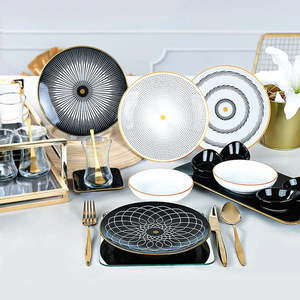 21-dielna súprava bielo-čierneho keramického riadu My Ceramic vyobraziť