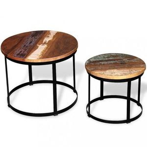 Konferenčný stolík 2 ks drevo / kov Dekorhome Recyklované drevo vyobraziť
