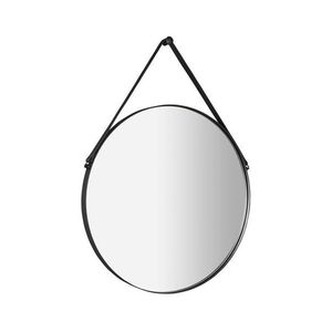 SAPHO - ORBITER zrkadlo guľaté s koženým popruhom, ø 50cm, čierna mat ORT050 vyobraziť