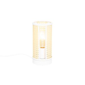 Retro stolná lampa biela s ratanom 12 cm - Akira vyobraziť