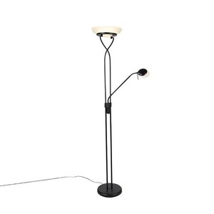 Stojacia lampa čierna vrátane LED a stmievača s lampou na čítanie stlmiť do tepla - Empoli vyobraziť