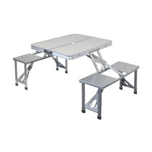 Skladací kempingový stôl so stoličkami biela/chróm vyobraziť