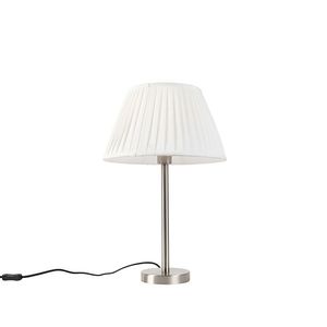 Klasická stolová lampa oceľová so skladaným tienidlom biela 35 cm - Simplo vyobraziť