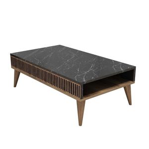Konferenčný stolík Milan 105 cm hnedý/čierny mramor vyobraziť