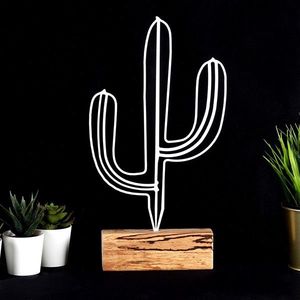 Kovová dekorácia Cactus 37 cm biela vyobraziť