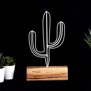 Kovová dekorácia Cactus Mini 24 cm biela vyobraziť