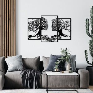 Nástenná kovová dekorácia Ľudské profily v stromoch 116x71 cm čierna vyobraziť
