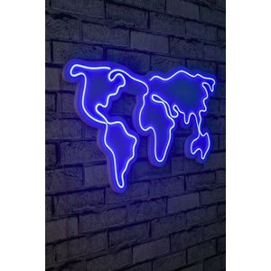 Nástenná neónová dekorácia World Map modrá vyobraziť