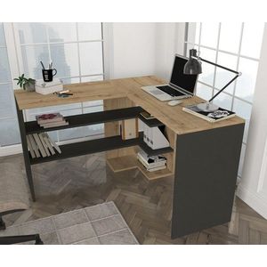 Rohový písací stôl Stylo dub/antracit vyobraziť