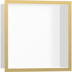 Hansgrohe XtraStoris Individual - Výklenok do steny matný biely s dizajnovým rámom 300x300x100mm, leštený vzhľad zlata 56099990 vyobraziť