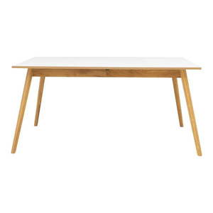 Biely rozkladací jedálenský stôl v dubovom dekore Tenzo Dot, 205 x 90 cm vyobraziť
