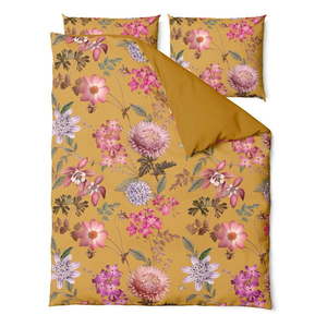 Okrovožlté obliečky na dvojlôžko z bavlneného saténu Bonami Selection Blossom, 160 x 200 cm vyobraziť