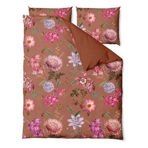 Terakotovohnedé obliečky na dvojlôžko z bavlneného saténu Bonami Selection Blossom, 200 x 200 cm vyobraziť