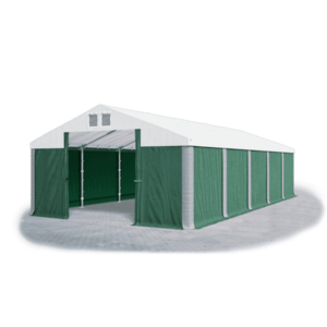 Skladový stan 5x10x2, 5m strecha PVC 560g/m2 boky PVC 500g/m2 konštrukcie ZIMA PLUS Zelená Bílá Šedá vyobraziť