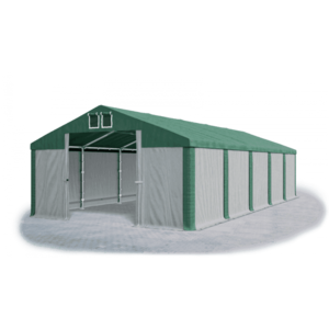 Skladový stan 5x10x2, 5m strecha PVC 560g/m2 boky PVC 500g/m2 konštrukcie ZIMA PLUS Zelená Šedá Zelená vyobraziť