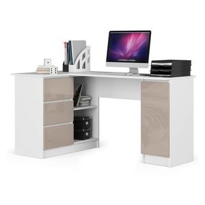 Rohový písací stôl B20 biely/cappuccino ľavý vyobraziť