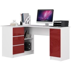 Rohový písací stôl B20 biely/červený ľavý vyobraziť