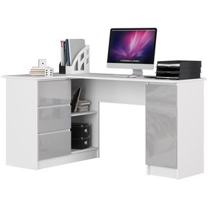 Rohový písací stôl B20 biely/sivý ľavý vyobraziť