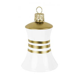 Súprava 3 sklenených vianočných ozdôb v tvare zvončeka v bielo-zlatej farbe Ego Dekor vyobraziť