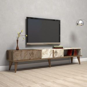 TV stolík Milan 180 cm orech/biely mramor vyobraziť