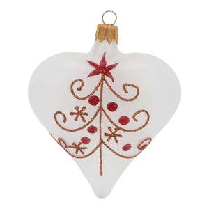 Súprava 3 bielych sklenených vianočných ozdôb v tvare srdca Ego Decor vyobraziť