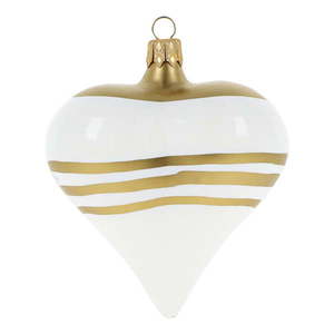 Súprava 3 sklenených vianočných ozdôb v tvare srdca v bielo-zlatej farbe Ego Dekor vyobraziť