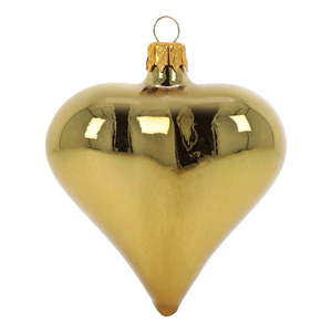Súprava 3 sklenených vianočných ozdôb v tvare srdca v zlatej farbe Ego Dekor vyobraziť