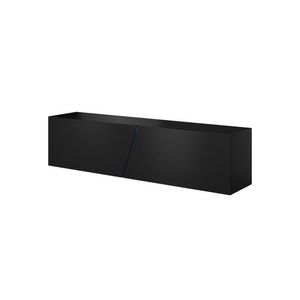 TV stolík Slant s LED osvetlením 160 cm čierny mat/čierny lesk vyobraziť