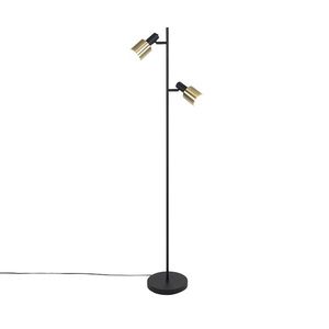 Dizajnová stojaca lampa čierna so zlatým 2-svetlom - Stijn vyobraziť