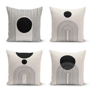 Čierno-béžové obliečky na vankúše v súprave 4 ks 43x43 cm - Minimalist Cushion Covers vyobraziť