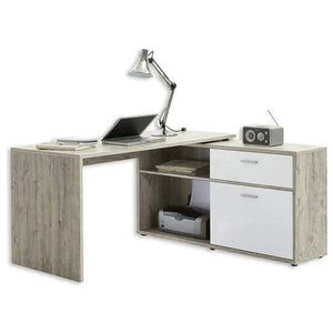 Sconto Písací stôl DIEGO 1 dub pieskový/biela vysoký lesk vyobraziť