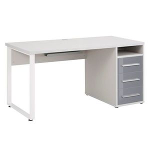 Sconto Písací stôl MUDDY sivá/sivé sklo, so zásuvkami vyobraziť