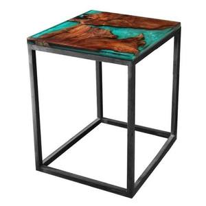 Sconto Odkladací stolík RESIN 40x40 cm, zelená/sivá vyobraziť