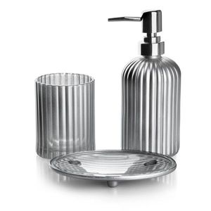 Kúpeľňová súprava ARI 400 ml strieborná - dávkovač mydla s držiakom + pohár na zubnú kefku vyobraziť