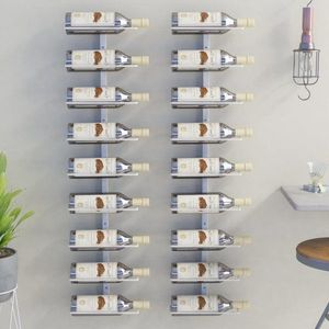 Nástenný stojan na víno na 18 fliaš 2 ks Dekorhome Biela vyobraziť
