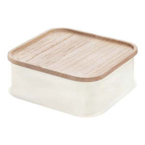 Biely úložný box s vekom z dreva paulownia iDesign Eco, 21, 3 x 21, 3 cm vyobraziť