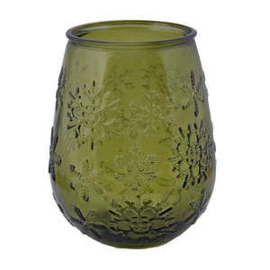 Zelená sklenená váza s vianočným motívom Ego Dekor Copos de Nieve, výška 13 cm vyobraziť