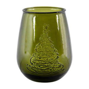 Zelená sklenená váza s vianočným motívom Ego Dekor Arbol de Navidad, výška 13 cm vyobraziť