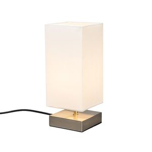 Moderná stolná lampa biela s oceľou - Milo vyobraziť
