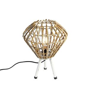 Vidiecka stolná lampa statív bambus s bielou - Canna Diamond vyobraziť