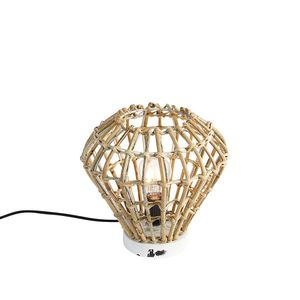 Vidiecka stolová lampa bambusová s bielou - Canna Diamond vyobraziť