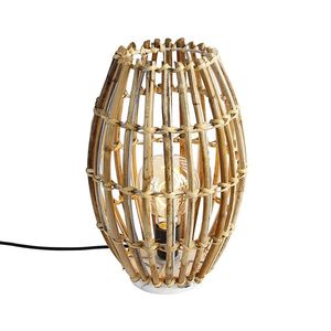 Vidiecka stolová lampa bambusová s bielou - Canna Capsule vyobraziť