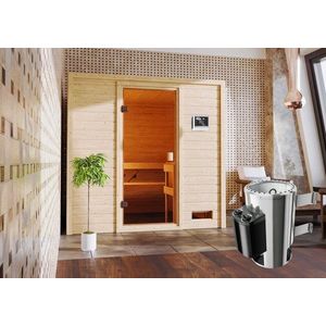 Interiérová fínska sauna s kamny 3, 6 kW Dekorhome vyobraziť