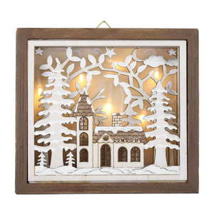 Vianočná malá nástenná dekorácia na stenu s LED osvetlením Ego dekor, výška 17 cm vyobraziť