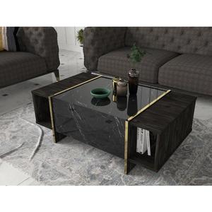 Konferenčný stolík VEYRON 37, 3x103, 8 cm čierna/zlatá vyobraziť