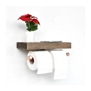 Držiak toaletného papiera s policou BORU 12x30 cm smrek/medená vyobraziť
