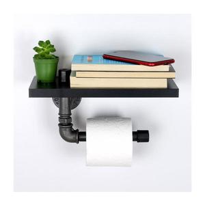 Držiak toaletného papiera s policou BORU 12x30 cm čierna vyobraziť
