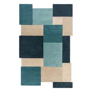 Modro-béžový vlnený koberec 180x120 cm Abstract Collage - Flair Rugs vyobraziť