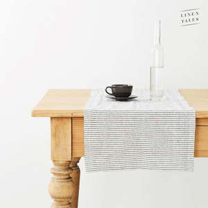 Ľanový behúň na stôl 40x200 cm Thin Black Stripes – Linen Tales vyobraziť