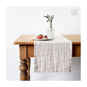 Ľanový behúň na stôl 40x200 cm Natural White Stripes – Linen Tales vyobraziť